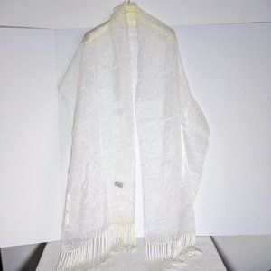 Scarf/Evening Wrap (NEW/Never Used) - IVORY Sheer Design w/ 6" Fringes!